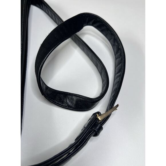 SAS Shoulder Bag Black Leather Croc Print Zip Top Adjustable Strap Authentic USA - Picture 7 of 8